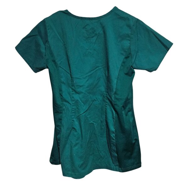 WonderWink Scrub Top Womens Size XS Teal Stretch Short Sleeve Nursing Medical - Picture 2 of 4